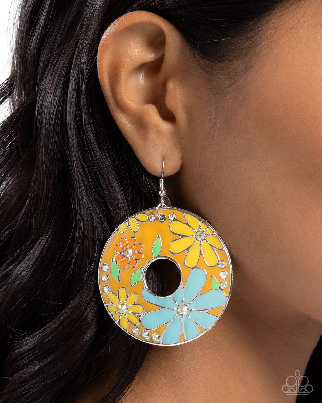 Paparazzi Embroidered Elegance Yellow Earrings