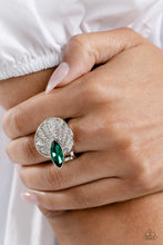 Load image into Gallery viewer, Paparazzi Fan Dance Dazzle Green Ring
