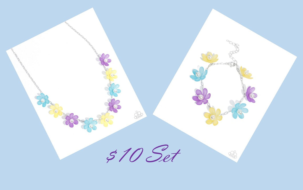 Paparazzi Floral Revival Necklace and Fresh Flowers Bracelet Set