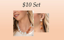 Load image into Gallery viewer, Paparazzi Marbled Moment Necklace and Marbled Masterpiece Orange Earrings
