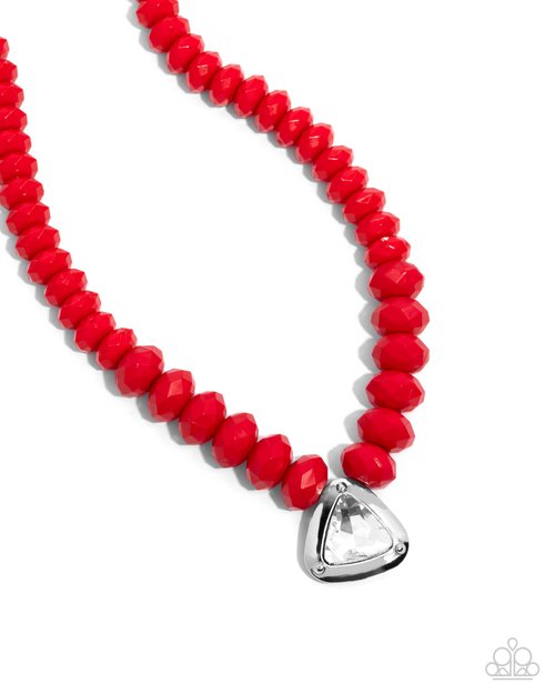 Paparazzi Trailblazing Triangle Red Necklace