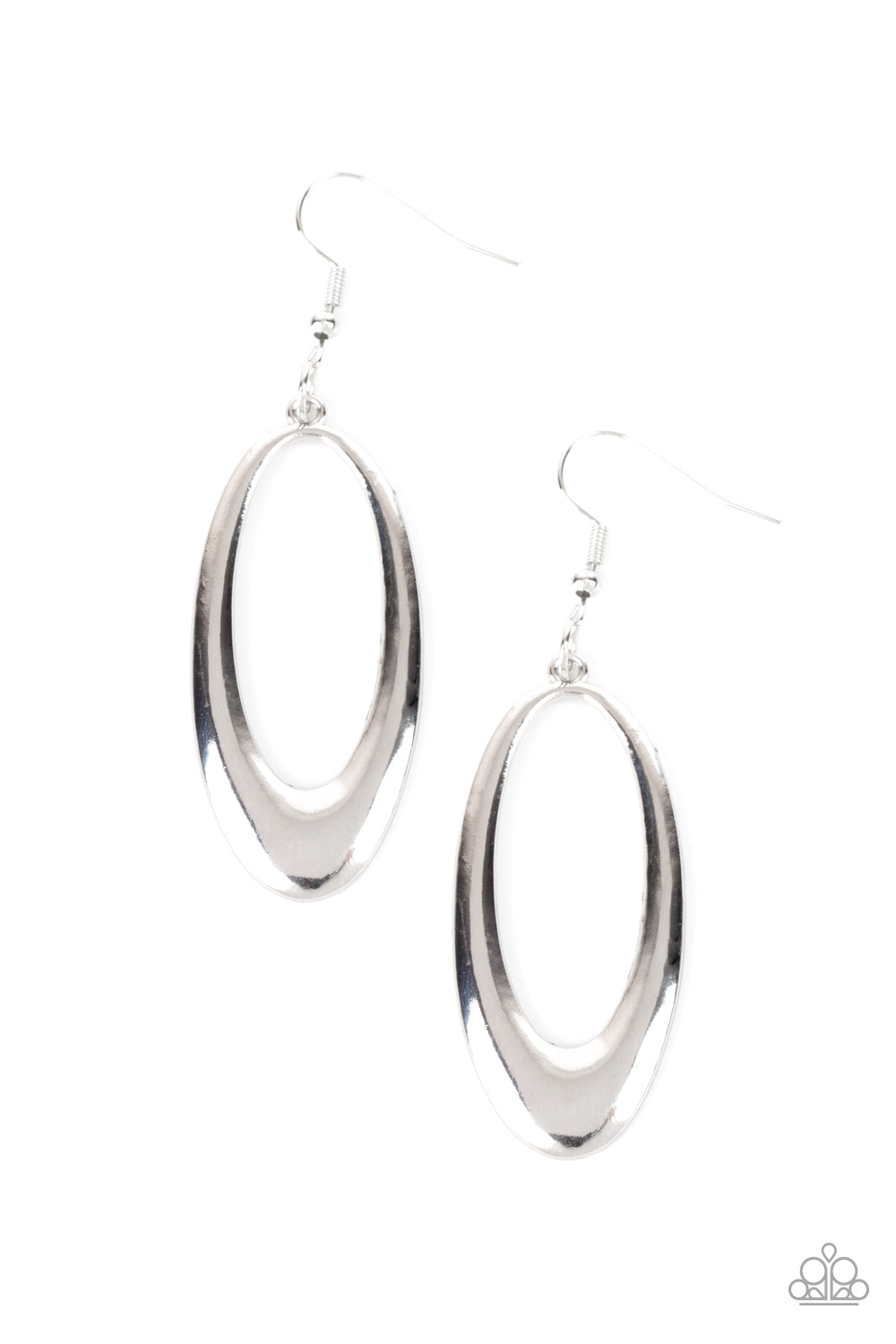 Paparazzi OVAL The Hill  Silver Earrings