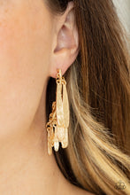 Load image into Gallery viewer, Paparazzi Pursuing The Plumes Gold Earrings
