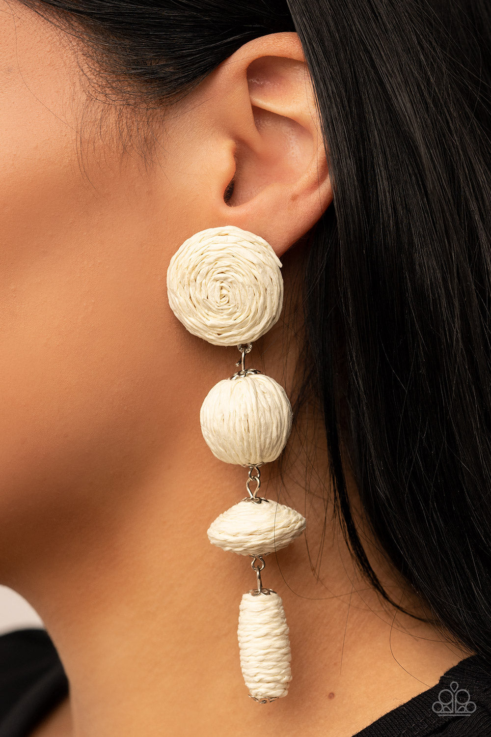 Paparazzi Twine Tango White Earrings